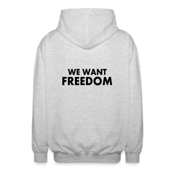 We want freedom - Veste à capuche unisexe - gris clair chiné - Dos - AI Model Male 185 light (185cm)