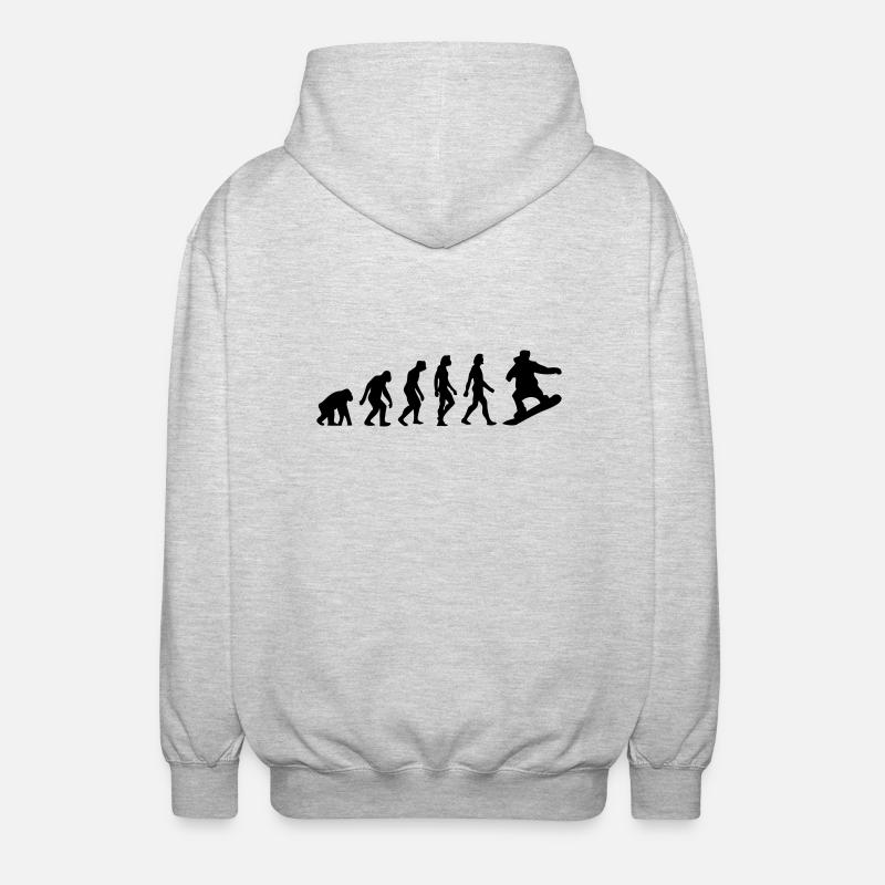 Die Evolution von Snowboarding - Unisex Kapuzenjacke - Hellgrau meliert