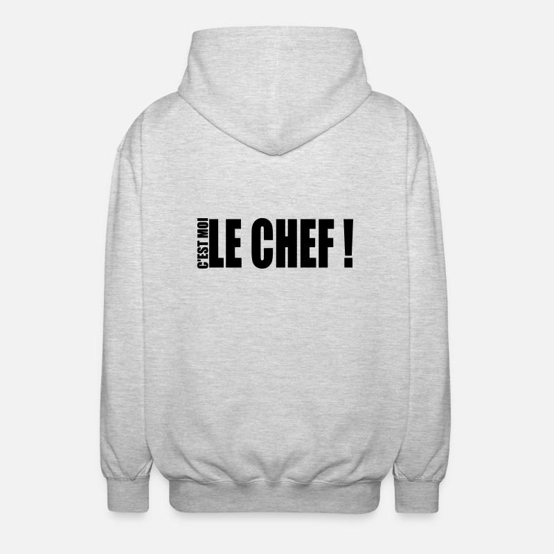 c'est moi le chef ! - Unisex Kapuzenjacke - Hellgrau meliert