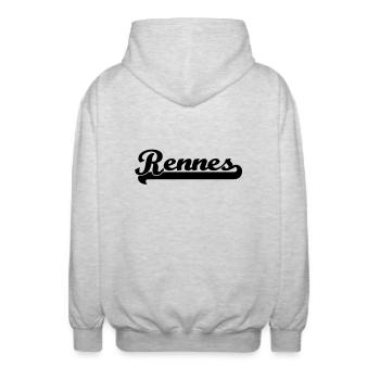 rennes writing - Unisex Hooded Jacket - light heather grey - Back - AI Model Male 185 light (185cm)