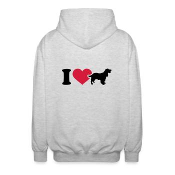 I love Cocker Spaniel - Veste à capuche unisexe - gris clair chiné - Dos - AI Model Male 185 light (185cm)