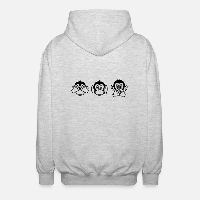 Affen - Unisex Kapuzenjacke - Hellgrau meliert