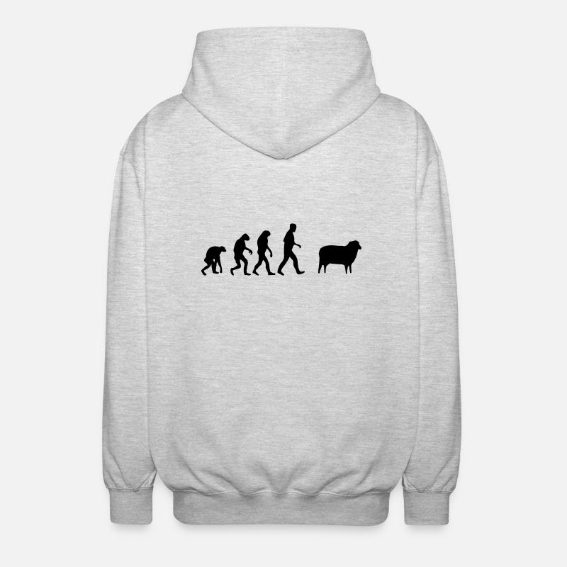 schaf evolution - Unisex Kapuzenjacke - Hellgrau meliert