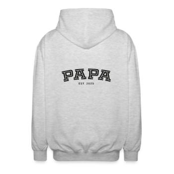 Papa depuis 2025 - Veste à capuche unisexe - gris clair chiné - Dos - AI Model Male 185 light (185cm)
