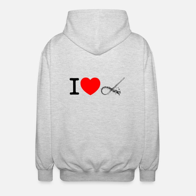 Ich liebe Querflöte - Unisex Kapuzenjacke - Hellgrau meliert