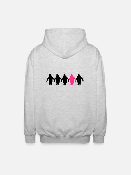 Be different penguins pattern fun - Unisex Hooded Jacket - light heather grey