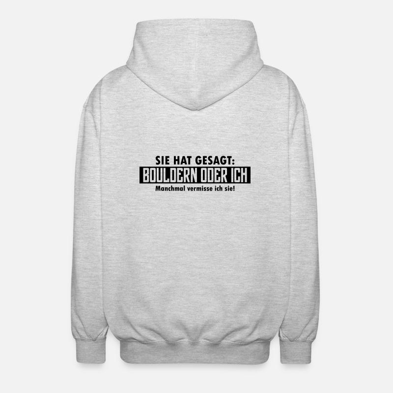 bouldern oder ich - Unisex Kapuzenjacke - Hellgrau meliert