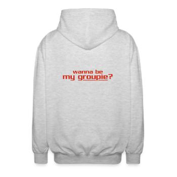 want to be my groupie? - Unisex Hooded Jacket - light heather grey - Back - AI Model Male 185 light (185cm)