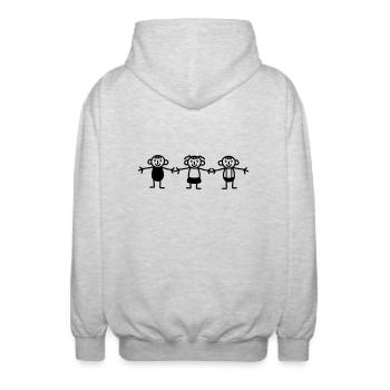 3 Strichmännchen Kinder - Unisex Kapuzenjacke - Hellgrau meliert - Hinten - AI Model Male 185 light (185cm)