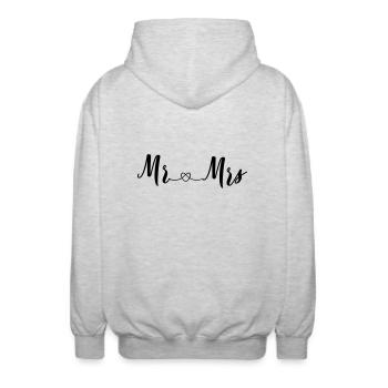 mr_and_mrs_2_hearts - Unisex Kapuzenjacke - Hellgrau meliert - Hinten - AI Model Male 185 light (185cm)
