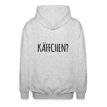 Tasse Kaffee Käffchen Kaffeeliebhaber lustig - Unisex Kapuzenjacke - Hellgrau meliert - Hinten - AI Model Male 185 light (185cm)