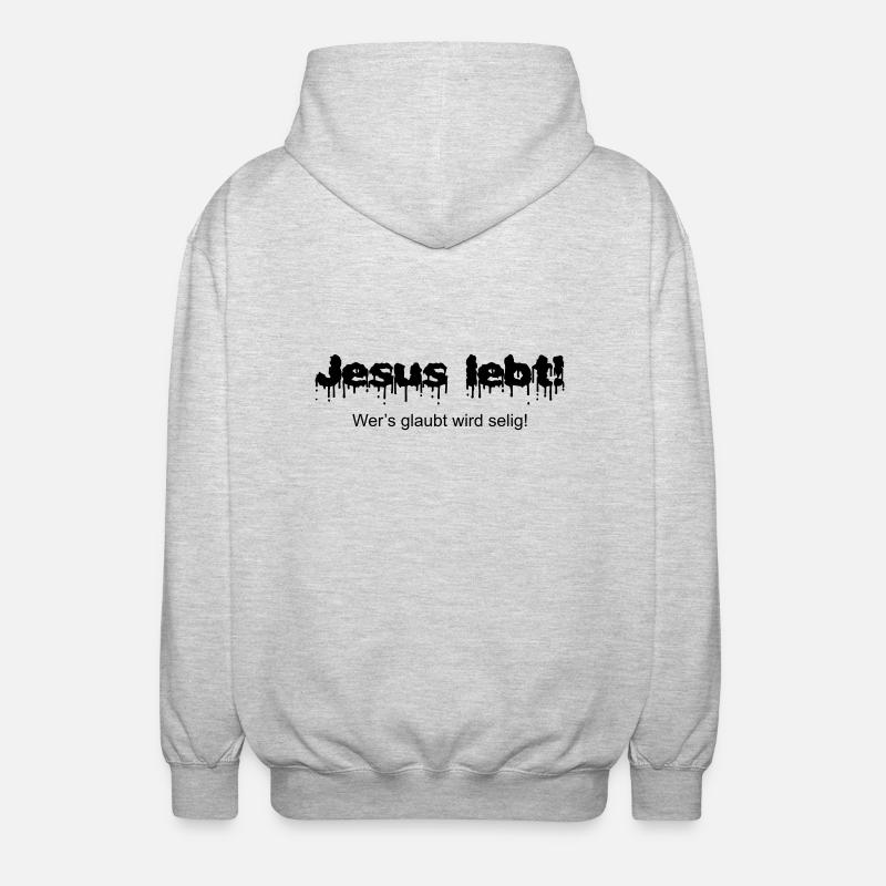 Jesus lebt - Unisex Kapuzenjacke - Hellgrau meliert