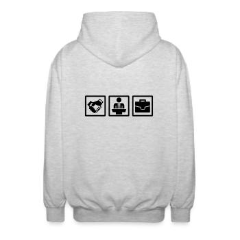 Politician - Unisex Hooded Jacket - light heather grey - Back - AI Model Male 185 light (185cm)
