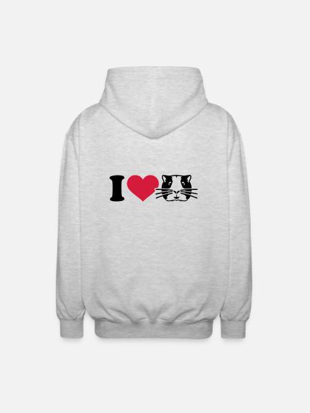 I love Cochon d'Inde - Veste à capuche unisexe - gris clair chiné