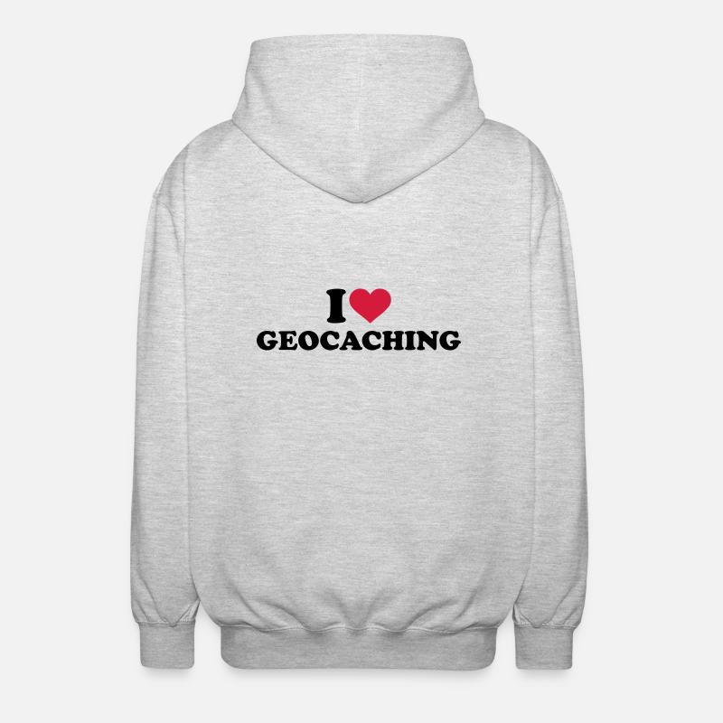 Geocaching - Unisex Kapuzenjacke - Hellgrau meliert
