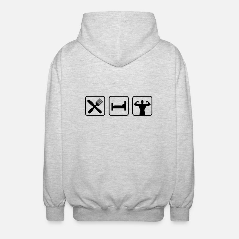 eatsleep_bodybuilding1 - Unisex Kapuzenjacke - Hellgrau meliert