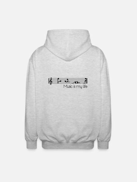 music is my life - Unisex Hooded Jacket - light heather grey