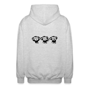 Fuck Off Affen - Unisex Kapuzenjacke - Hellgrau meliert - Hinten - AI Model Male 185 light (185cm)