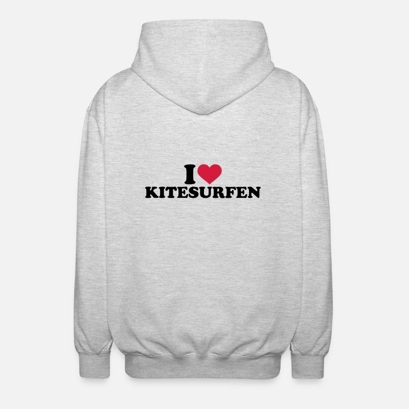 Kitesurfen - Unisex Kapuzenjacke - Hellgrau meliert