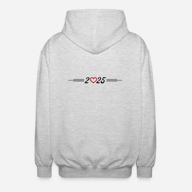 2025 Herz - Unisex Kapuzenjacke - Hellgrau meliert