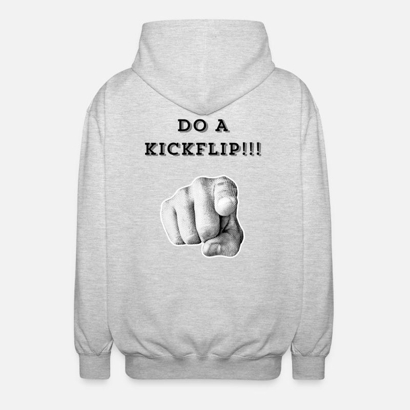 Mach einen Kickflip !! - Unisex Kapuzenjacke - Hellgrau meliert