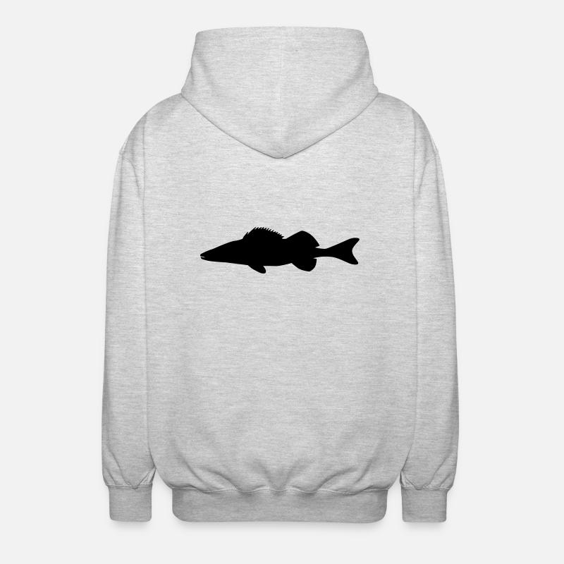 Fisch Zander - Unisex Kapuzenjacke - Hellgrau meliert