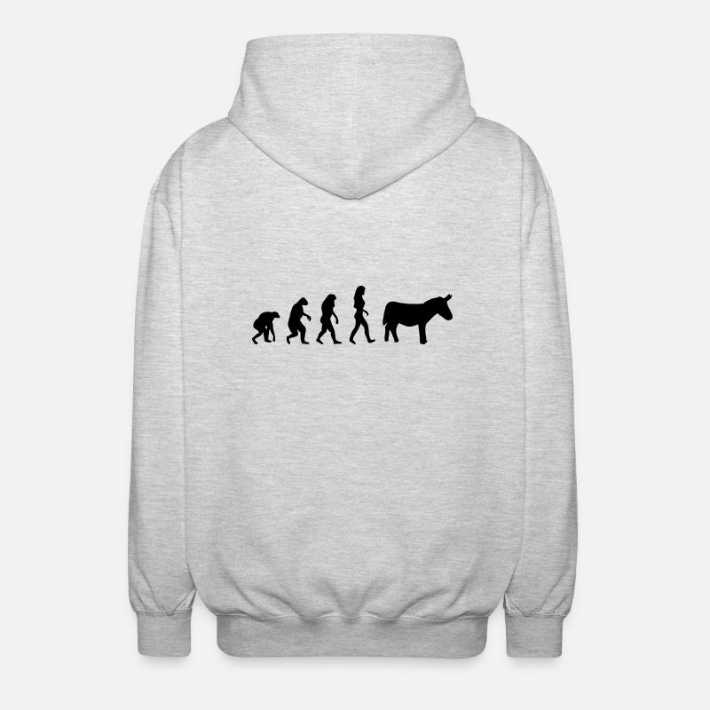 esel evolution frauen - Unisex Kapuzenjacke - Hellgrau meliert
