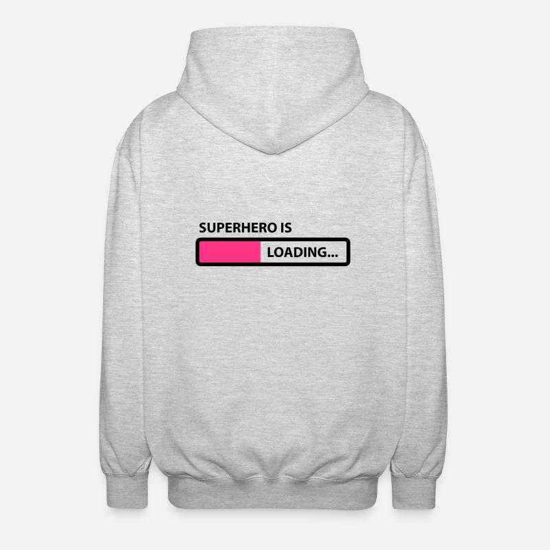 superhero is loading - Unisex Kapuzenjacke - Hellgrau meliert