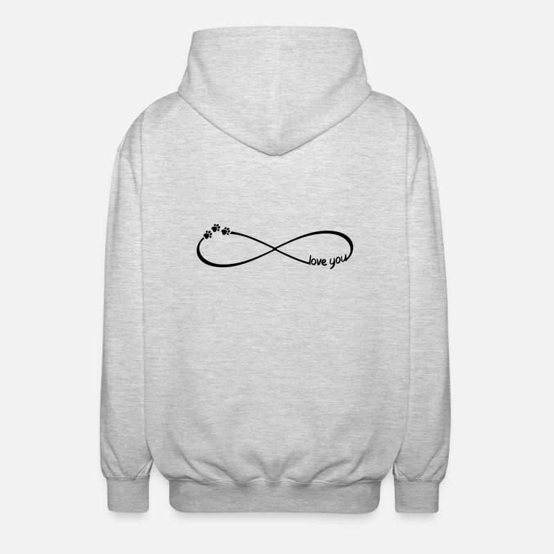 Infinity symbol elsker dig hund kattepoter - Unisex hættejakke. - lysegrå meleret