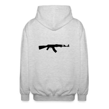 ak47 - Unisex Hooded Jacket - light heather grey - Back - AI Model Male 185 light (185cm)