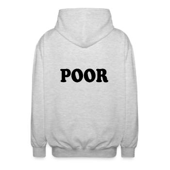 Poor - Unisex Hooded Jacket - light heather grey - Back - AI Model Male 185 light (185cm)