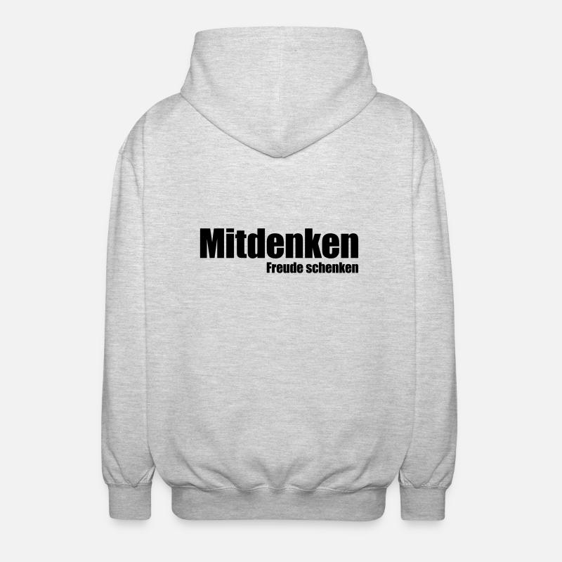 Mitdenken Freude schenken - Unisex Kapuzenjacke - Hellgrau meliert
