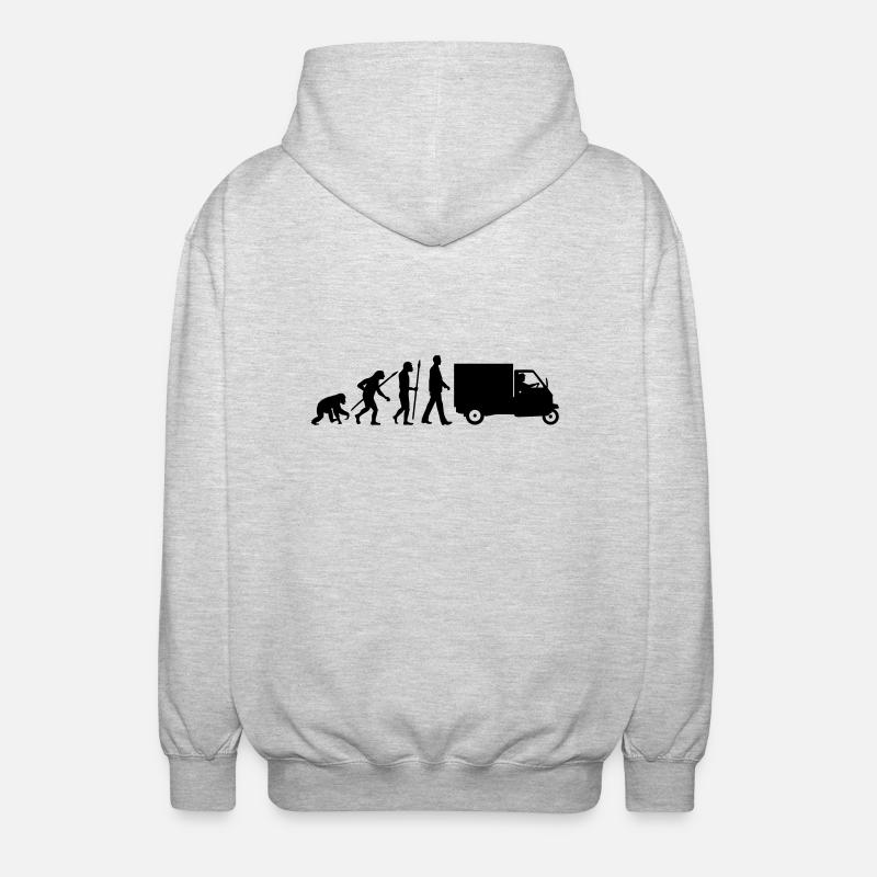 evolution_of_man_piaggio_ape_092014_a_1c - Unisex Kapuzenjacke - Hellgrau meliert
