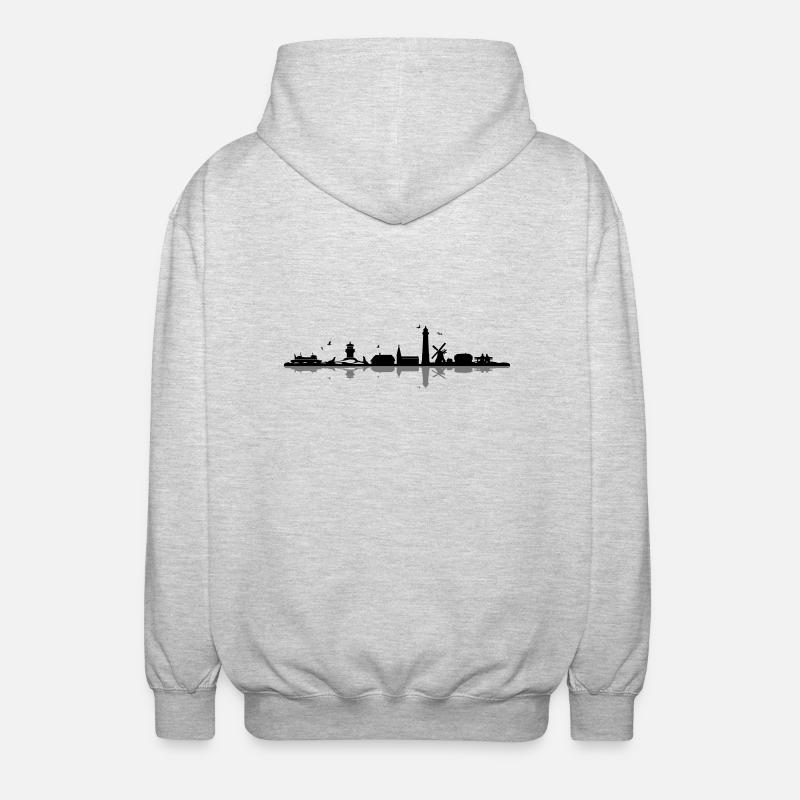 Skyline - Küste Amrum - Unisex Kapuzenjacke - Hellgrau meliert