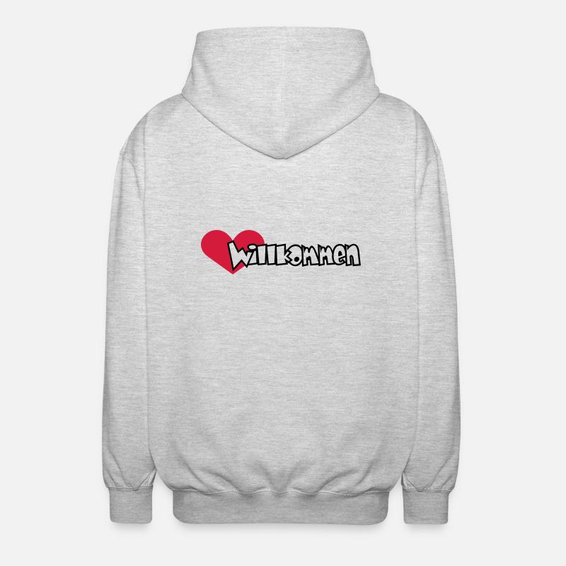 Herzlich Willkommen (2c) - Unisex Hooded Jacket - light heather grey