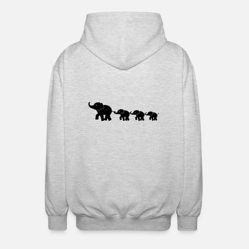 Famille d'éléphants - Veste à capuche unisexe - gris clair chiné