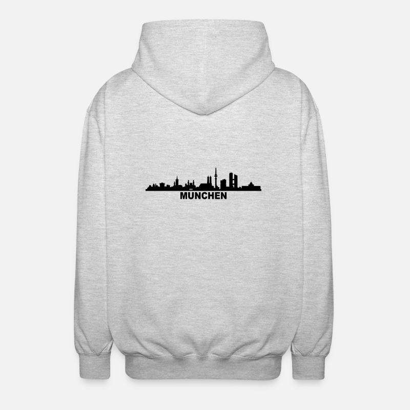 Skyline München - Unisex Kapuzenjacke - Hellgrau meliert