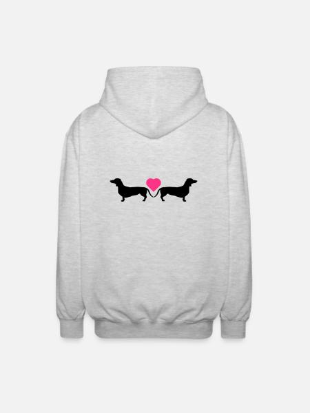 Mein Herz für Dackel - Unisex Kapuzenjacke - Hellgrau meliert
