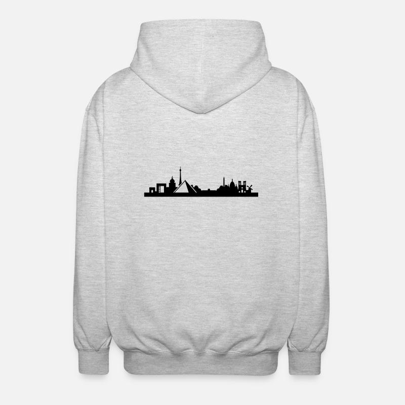 Paris Skyline Louvre - Unisex Kapuzenjacke - Hellgrau meliert
