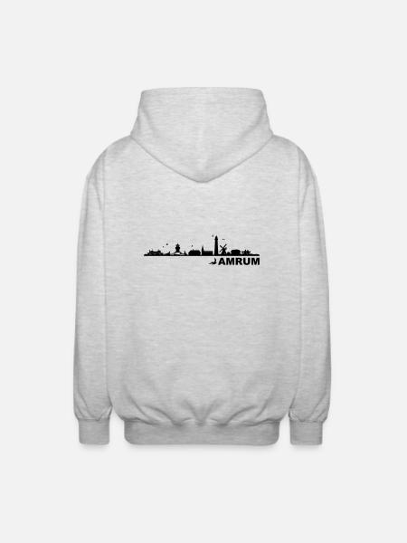 Skyline - Küste Amrum - Unisex Kapuzenjacke - Hellgrau meliert