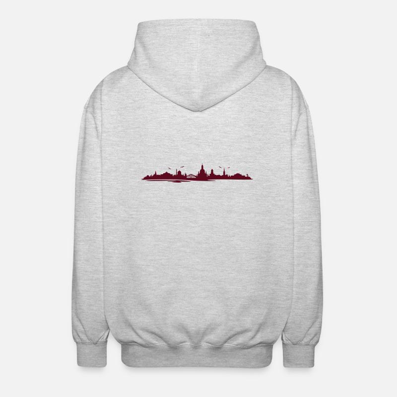 Skyline - Dresden - Unisex Kapuzenjacke - Hellgrau meliert