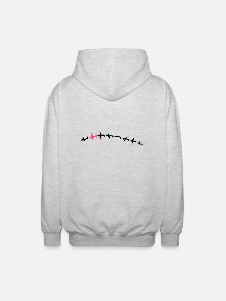 Aircraft-Roll-2Col - Unisex Kapuzenjacke - Hellgrau meliert
