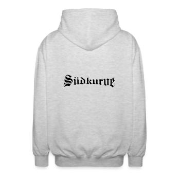 suedkurve_01 - Unisex Kapuzenjacke - Hellgrau meliert - Hinten - AI Model Male 185 light (185cm)