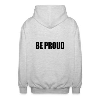 Be proud - Unisex Hooded Jacket - light heather grey - Back - AI Model Male 185 light (185cm)