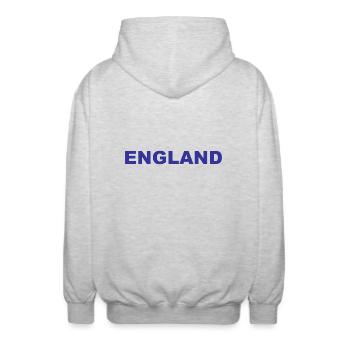 England Soccer - Football - Great Britain - Unisex Kapuzenjacke - Hellgrau meliert - Hinten - AI Model Male 185 light (185cm)