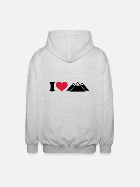 I love Mountains - Unisex Hooded Jacket - light heather grey