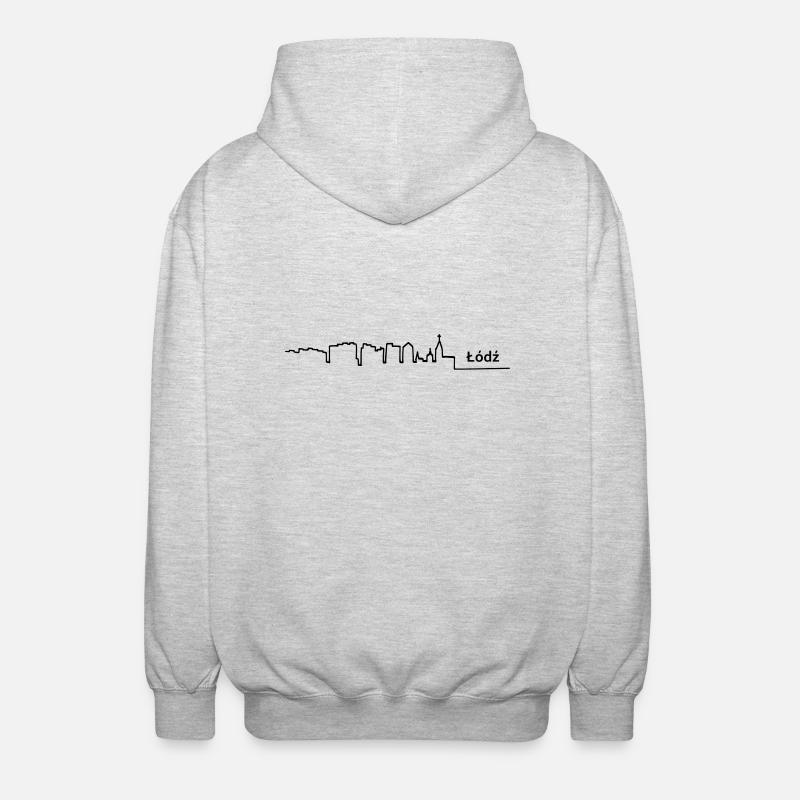 lodz skyline - Unisex Hooded Jacket - light heather grey