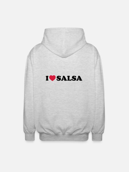 I love salsa - Unisex Hooded Jacket - light heather grey