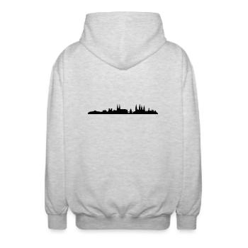 Skyline Bamberg - Unisex Kapuzenjacke - Hellgrau meliert - Hinten - AI Model Male 185 light (185cm)