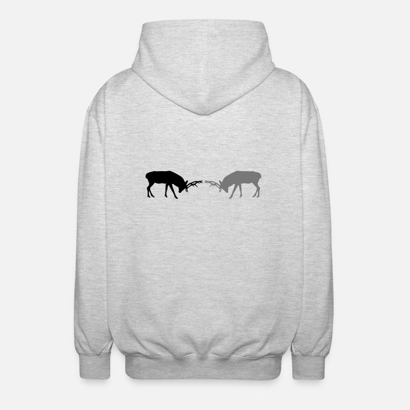 hirsch - geweih - jagd - jäger - Unisex Kapuzenjacke - Hellgrau meliert